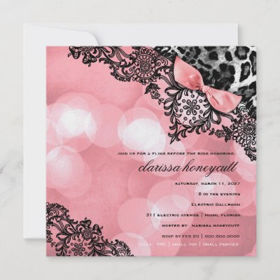 311 Dream in Lights Leopard & Lace Sweet Pink Personalized Invites