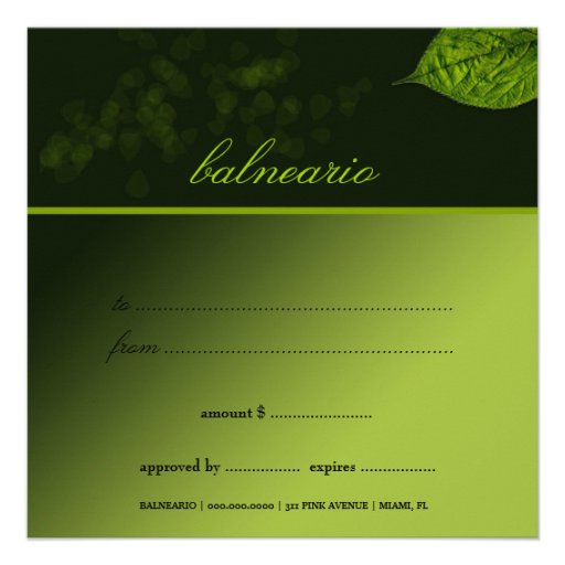311 Dream Leaf Gift Certificate Personalized Invitations