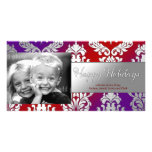 311 Elegant Damask Purple Red Fade Customized Photo Card