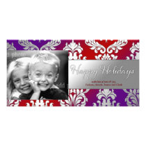 311 Elegant Damask Purple Red Fade Customized Photo Card