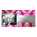 311 Elegant Damask Red Pink Fade Photo Cards