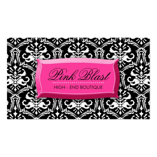 311 Elegant Pink Blast Damask Hott Pink Business Cards (front side)