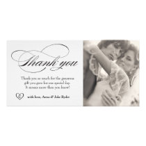 311 Elegant Thank You Gray Photo Card with Heart photo cards