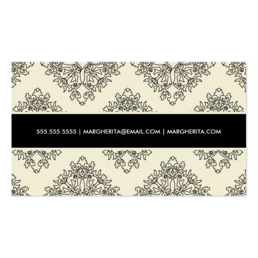 311-Elizabetta Cream et Blanc Outline Damask Business Cards (back side)