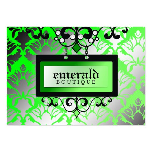 311 Emerald Boutique Sign Damask Shimmer Business Cards