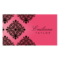 311-Emiliana Passion Pink & Black Damask business cards