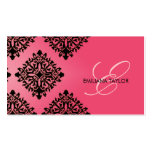 311-Emiliana Passion Pink & Black Damask Business Card