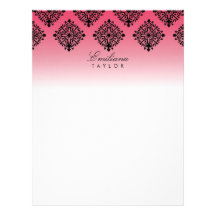 311-Emiliana Passion Pink & Black Damask Letterhead Design