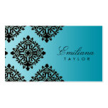 311 Emiliana Teal Black Damask Business Card Template