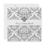 311-Emmy Black & White Damask Invitation