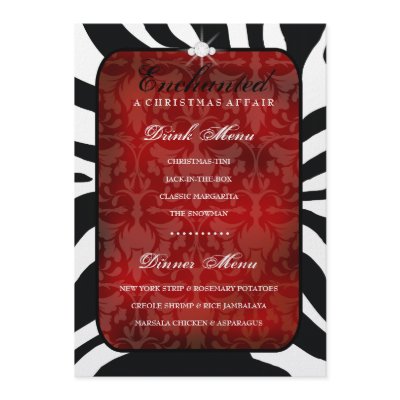 311 Enchanted Red Dinner / Drink Menu Invitations by Jill311