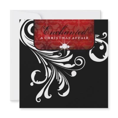 311-Enchanted Red Swanky Swirls Metallic Paper Personalized Invites by Jill311