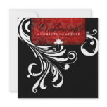 311-Enchanted Red Swanky Swirls Metallic Paper Personalized Invites