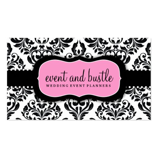 311 Event & Bustle White Damask Business Card Templates (front side)