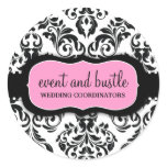 311-Event & Bustle | White Damask Round Stickers