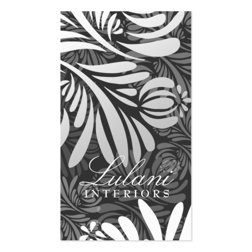 311-EXOTIC FLORAL  DARK GRAY BUSINESS CARDS