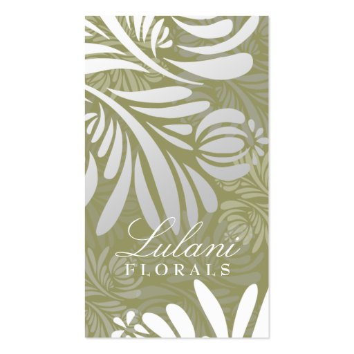 311-EXOTIC FLORAL GREEN BUSINESS CARDS (front side)