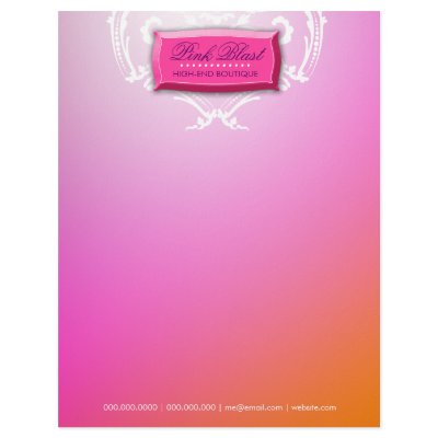 311-Exqusite Pink Blast Wild Sunset Damask Letterhead Template by Jill311