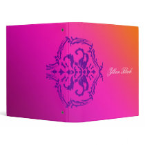 311-Exqusite Violet Pink Blast Wild Sunset Damask 3 Ring Binder
