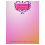 311-Exqusite Violet Pink Blast Wild Sunset Damask Letterhead Design
