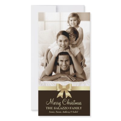 311-Family Christmas Photo Card Golden Bow by Jill311