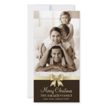 311-Family Christmas Photo Card Golden Bow