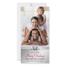 311-Family Christmas Photo Card Silver Bow