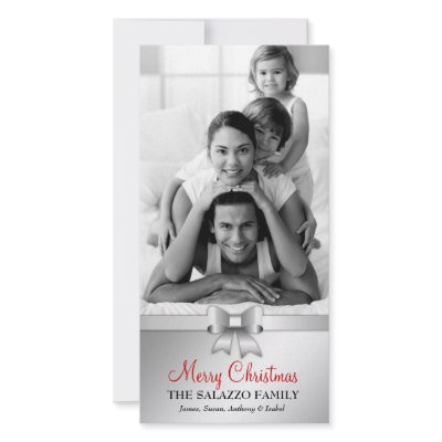 311-Family Christmas Photo Card Silver Bow by Jill311