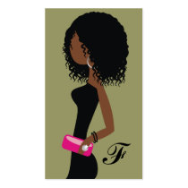 311-Fashionista | African American | Curly Hair Business Card Template