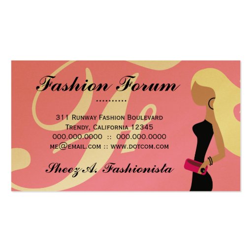 311 Fashionista Platinum Blonde Tan Business Cards (back side)