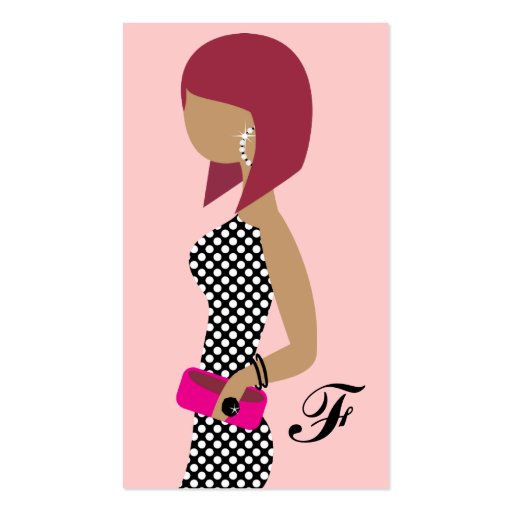 311 Fashionista Powder My Nose Pink Red Head Bob 2 Business Card Template (front side)