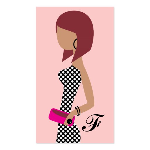 311 Fashionista Powder My Nose Pink Red Head Bob Business Cards (front side)