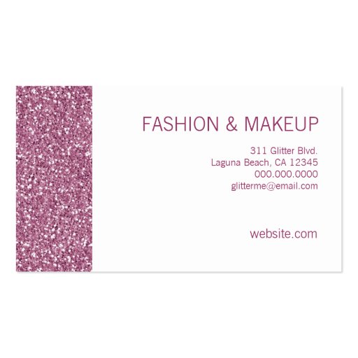 311 Faux Pink Sparkle Glitter Business Card Templates (back side)