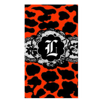 311-FIRE ORANGE LEOPARD & LACE BUSINESS CARD business cards