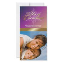 311-Floral Snowflake Merry Christmas Aloha Fade Photo Card
