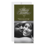 311-Floral Snowflake Merry Christmas Photo Moss Personalized Photo Card
