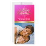 311-Floral Snowflake Merry Christmas Purple Punch Photo Card Template