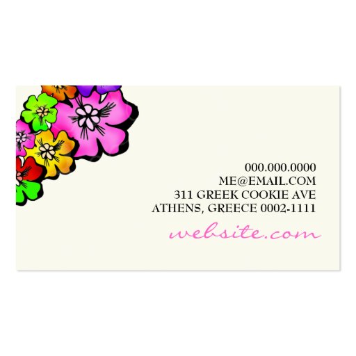 311 Flower Shower Lei Cream Business Cards (back side)