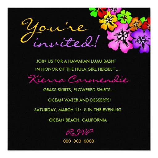 311 Flower Shower Lei Invitation Black