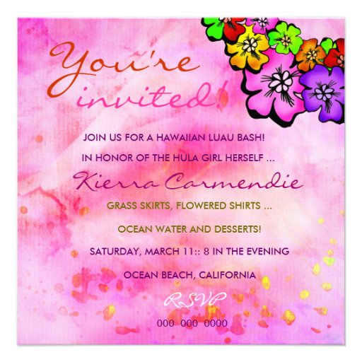 311 Flower Shower Lei Invitation | Pink Tye Dye