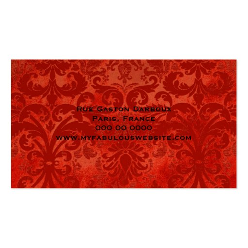 311 Frenchie Budoir Red Business Card Templates (back side)