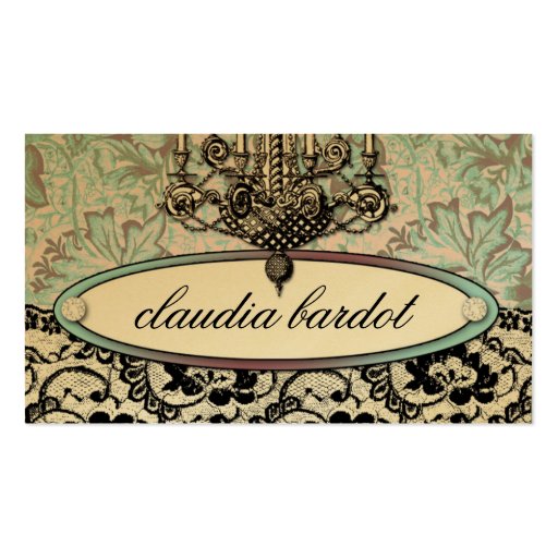 311-Frenchie Budoir | Vintage Turquoise Business Card Templates (front side)
