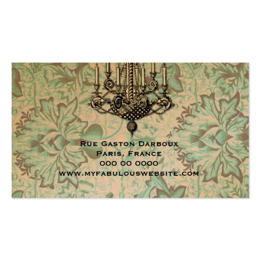 311-Frenchie Budoir | Vintage Turquoise Business Card Templates (back side)