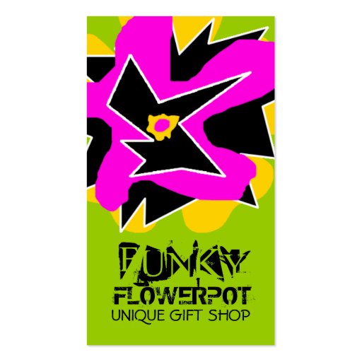 311-FUNKY FLOWER | GREEN BUSINESS CARD TEMPLATE (front side)