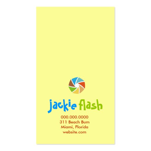 311-FUNKY FUN PHOTOGRAPHER BUSINESS CARD TEMPLATES (back side)