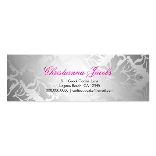 311 Gift Box Cutie Wavy Blonde Damask Business Card Templates (back side)