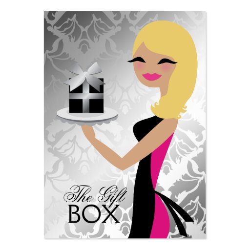 311 Gift Box Cutie Wavy Blonde Damask Business Card (front side)
