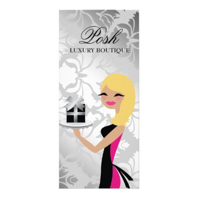 311 GIFt Box Cutie Wavy Blonde Damask Customized Rack Card by Jill311