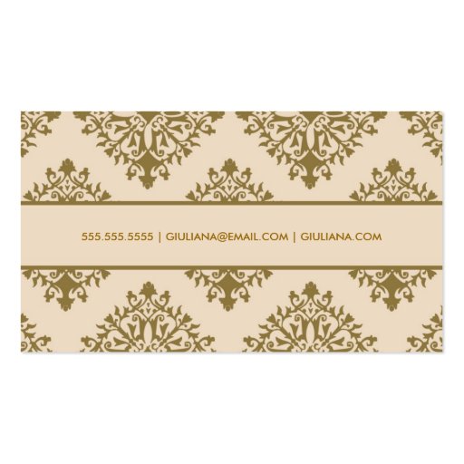 311-Giuliana Golden Damask Business Card Templates (back side)