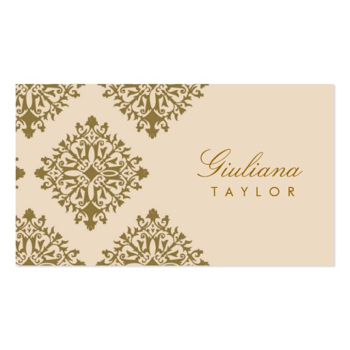 311-Giuliana Golden Damask Business Card Templates (front side)